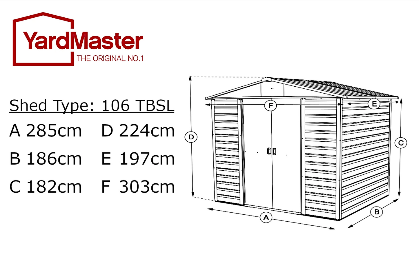 Gerätehaus Brandenburg 10ft x 6ft TBSL - YardMaster International
