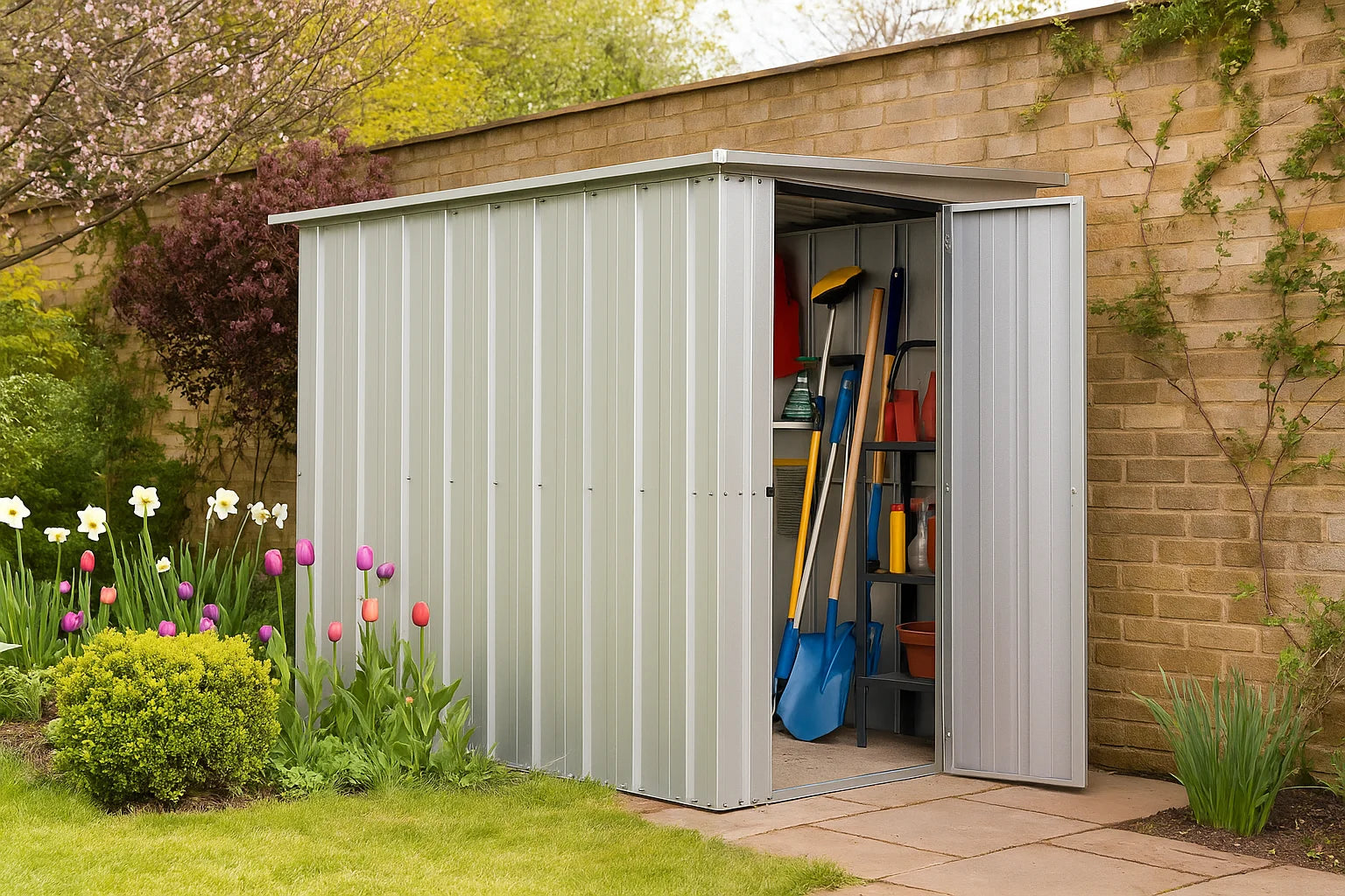 Store-All Pent Metal Shed 54PEZ - Durable Metal Garden Shed for Secure Outdoor Storage - YardMaster International